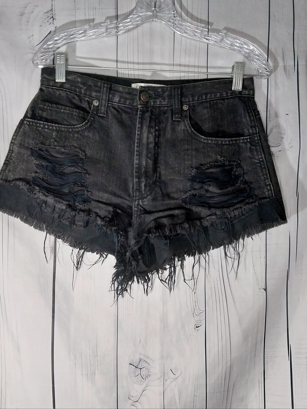 Abercrombie & Fitch Distressed Frayed Hem Cutoff Grunge 90's Punk Denim Shorts
